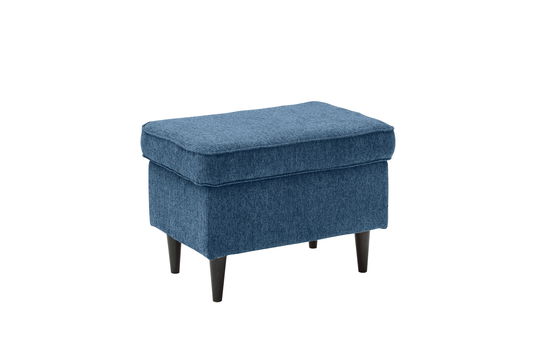 Taburet tapitat cu stofa si picioare din lemn, Oskard Albastru, l63xA42xH43 cm