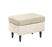 Taburet tapitat cu stofa si picioare din lemn, Oskard Crem, l63xA42xH43 cm
