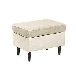 Taburet tapitat cu stofa si picioare din lemn, Oskard Crem, l63xA42xH43 cm