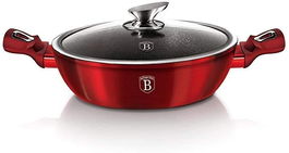 Cratita din aluminiu cu invelis antiaderent de marmura si capac, Ø28 cm, Metallic Line Burgundy