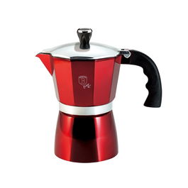 Espressor manual din aluminiu, 2 cesti, Metallic Line Burgundy