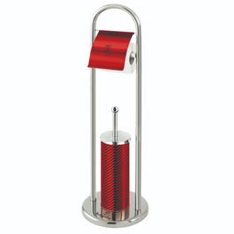 Suport din otel inoxidabil pentru hartie igienica si perie de toaleta, Ø25xH79,5 cm, Metallic Line Burgundy