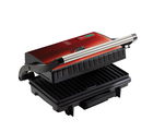 Grill electric cu placi antiaderente si termostat, 1500W, Metallic Line Burgundy