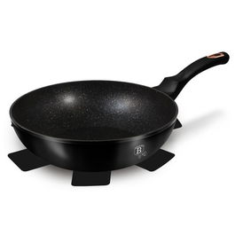 Tigaie wok din aluminiu cu invelis antiaderent de marmura, Ø28 cm, Black Rose