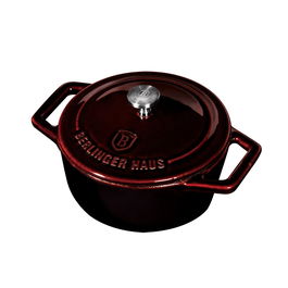 Mini cratita din fonta cu invelis emailat si capac, Ø10 cm, Metallic Line Burgundy