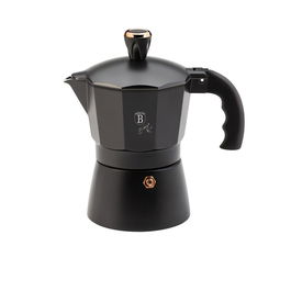 Espressor manual din aluminiu, 3 cesti, Black Rose