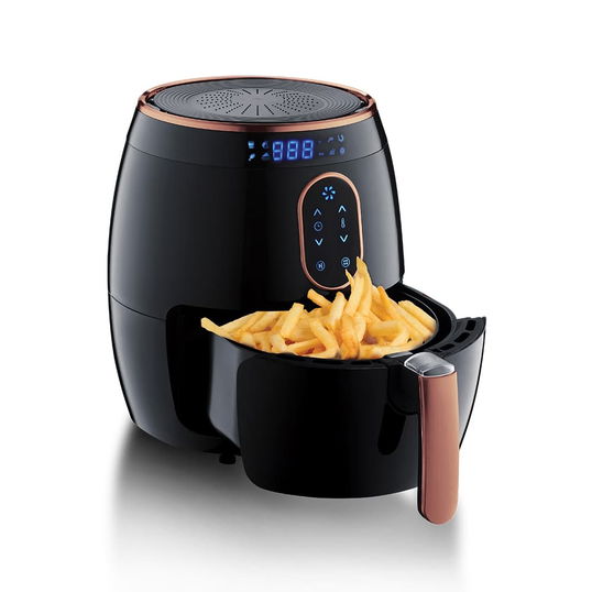 Friteuza cu aer cald, afisaj LCD cu ecran tactil si timer, 3,2 L, 1350W, Black Rose