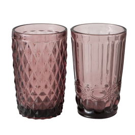 Pahar din sticla Aurora Roz inchis, Modele Asortate, Ø8xH13 cm