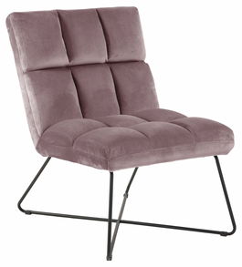 Fotoliu fix tapitat cu stofa si picioare metalice Alba Velvet Roz inchis, l62xA86xH90 cm