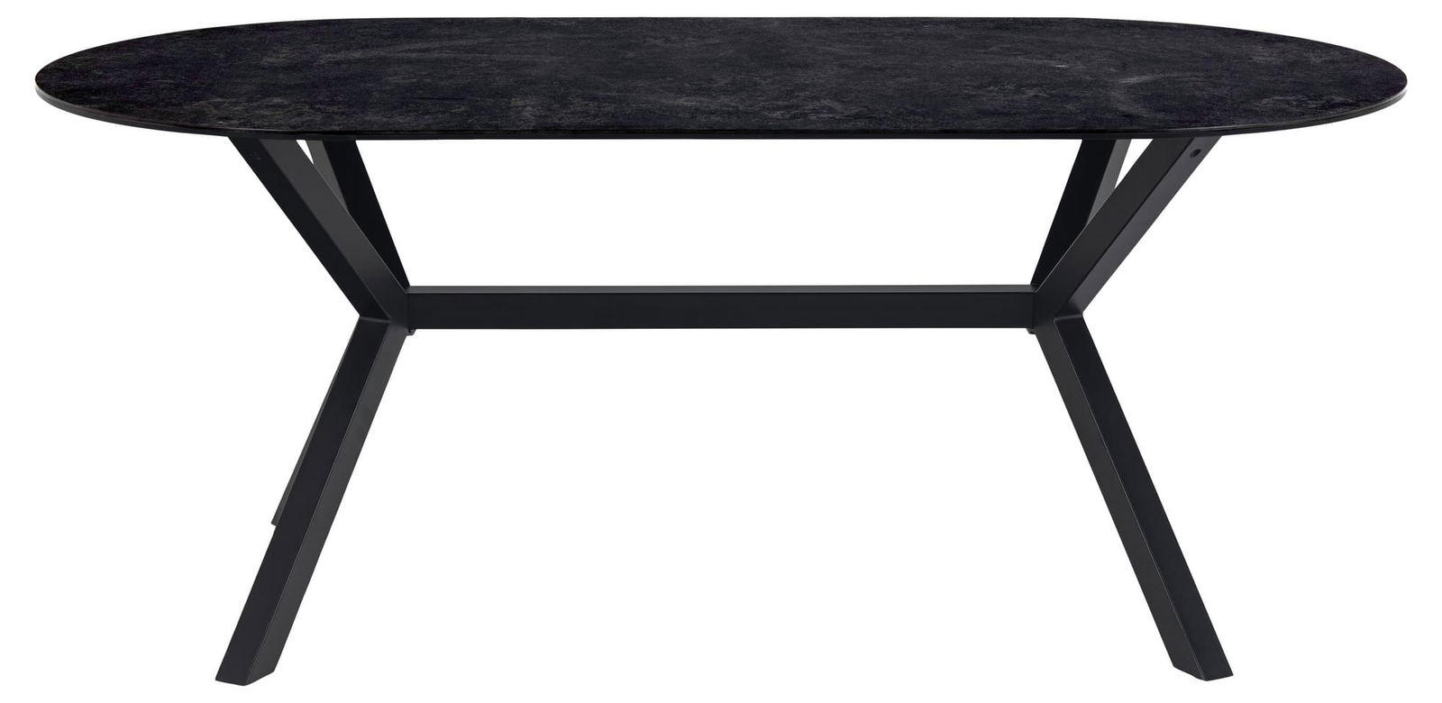 Masa din sticla, ceramica si metal Laxey Negru, L180xl90xH74 cm