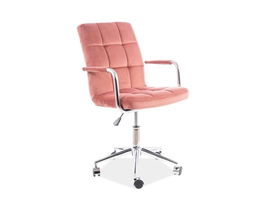 Scaun de birou tapitat cu stofa, Qwin-022 Velvet Roz, l51xA40xH87-97 cm