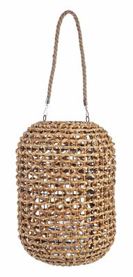 Felinar decorativ din iarba de mare Eldoret Large Natural, Ø24xH36 cm