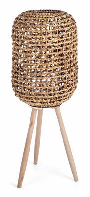 Felinar decorativ din iarba de mare si lemn Eldoret Tripod Natural, Ø29xH74 cm