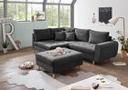 Coltar fix cu sezlong pe stanga si taburet inclus, tapitat cu stofa, Alison Antracit, l249xA175xH94 cm