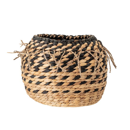 Cos pentru depozitare din zambila de apa, Egor Natural / Negru, Ø29xH23,5 cm