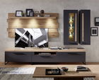 Set de mobila living din MDF, 5 piese Loftis Grafit / Stejar