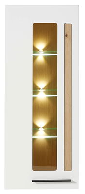 Vitrina suspendata din MDF, cu 1 usa si LED inclus Loftis Alb / Stejar, l52xA37xH128 cm
