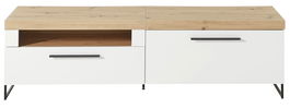 Comoda TV din MDF, cu 1 sertar si 1 usa Loftis Alb / Stejar, l192xA44xH55 cm