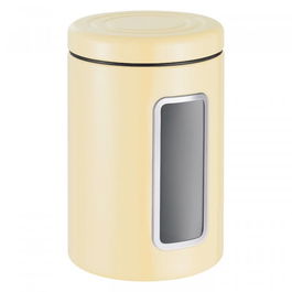 Recipient pentru depozitare cu capac, din metal si plastic, Classic Line Crem, 2L, Ø12,5xH18,9 cm