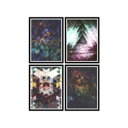 Tablou 4 piese Framed Art Galaxy Triangles