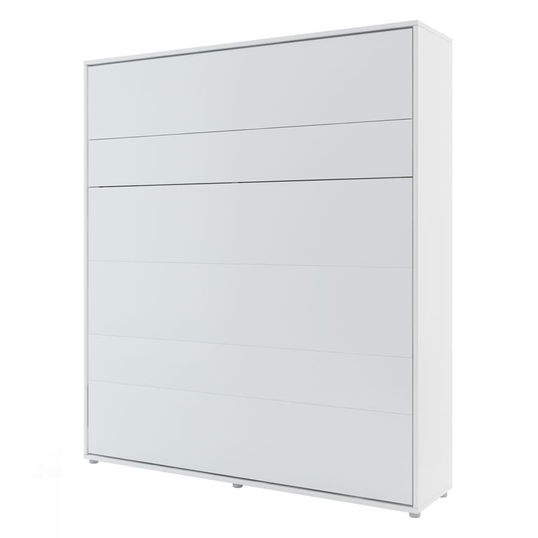 Pat rabatabil pe perete, cu mecanism pneumatic si somiera inclusa, Bed Concept Vertical Alb Mat, 200 x 180 cm