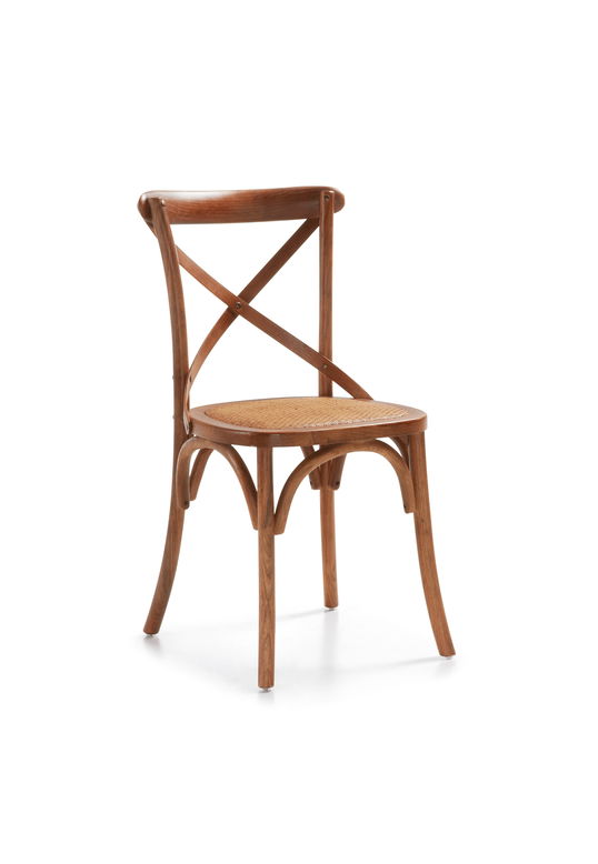 Scaun din lemn si sezut din ratan, Paris Stejar, l45xA42xH86 cm