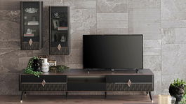Set de mobila living din pal, 3 piese Diamond Small Nuc / Grafit