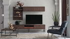Set de mobila living din pal, 3 piese Matilda Nuc / Negru