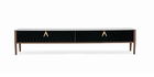 Comoda TV din MDF, pal si sticla, cu 2 sertare Logan Negru / Nuc, l239,4xA47,2xH52,7 cm