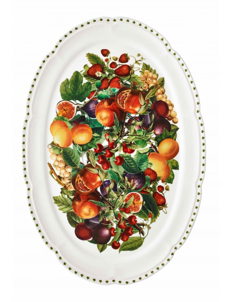 Platou pentru servire din portelan, Le Primizie Alb / Multicolor, L50xl35 cm
