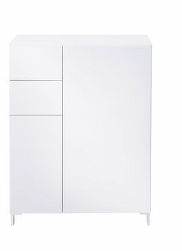 Cabinet hol din MDF, cu 2 usi si 1 sertar Kalis Alb, l80xA39xH104 cm