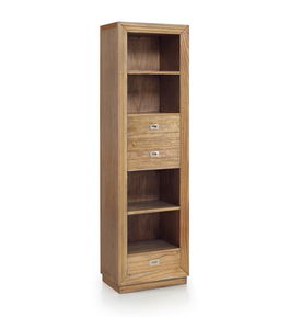 Biblioteca din lemn si furnir, cu 3 sertare, Merapi Natural, l55xA40xH190 cm