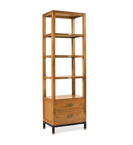 Biblioteca din lemn si furnir, cu 2 sertare, Madhu Natural, l60xA40xH190 cm