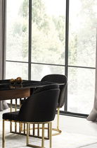 Scaun tapitat cu stofa si picioare metalice Monaco Negru / Auriu, l46xA48xH87 cm