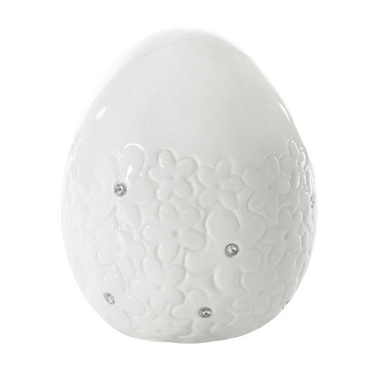 Decoratiune din dolomita Egg Big Alb, Ø11xH12 cm