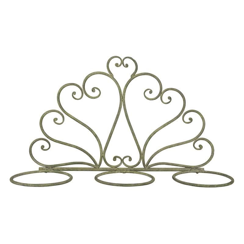 Suport de perete pentru 3 ghivece, din metal, Flower Verde Antichizat, L46,8xl15,2xH26,8 cm