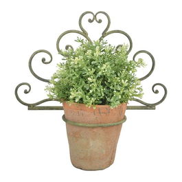 Suport de perete pentru 1 ghiveci, din metal, Flower Verde Antichizat, L31,8xl14,5xH21,9 cm