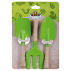 Set 3 unelte de gradinarit cu maner din lemn, pentru copii, Kerti Verde / Natur, L19,6xl3,7xH28 cm