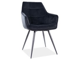 Scaun tapitat cu stofa si picioare metalice, Lisbet Velvet Negru, l59xA61xH90 cm