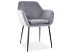 Scaun tapitat cu stofa si picioare metalice, Vanos Velvet Gri / Negru, l57xA58xH82 cm