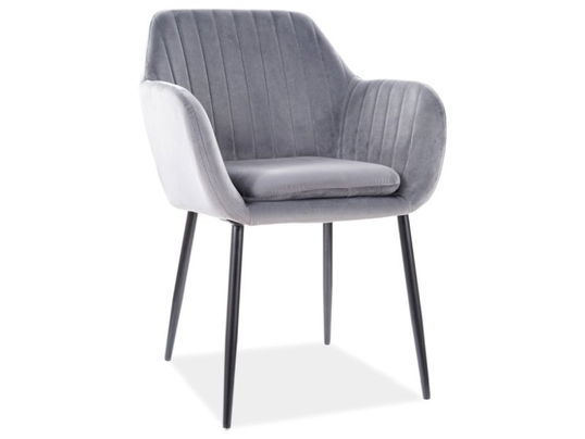 Scaun tapitat cu stofa si picioare metalice, Vanos Velvet Gri / Negru, l57xA58xH82 cm