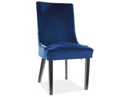 Scaun tapitat cu stofa si picioare din lemn, Leontine Velvet Bleumarin / Negru, l51xA62xH99 cm