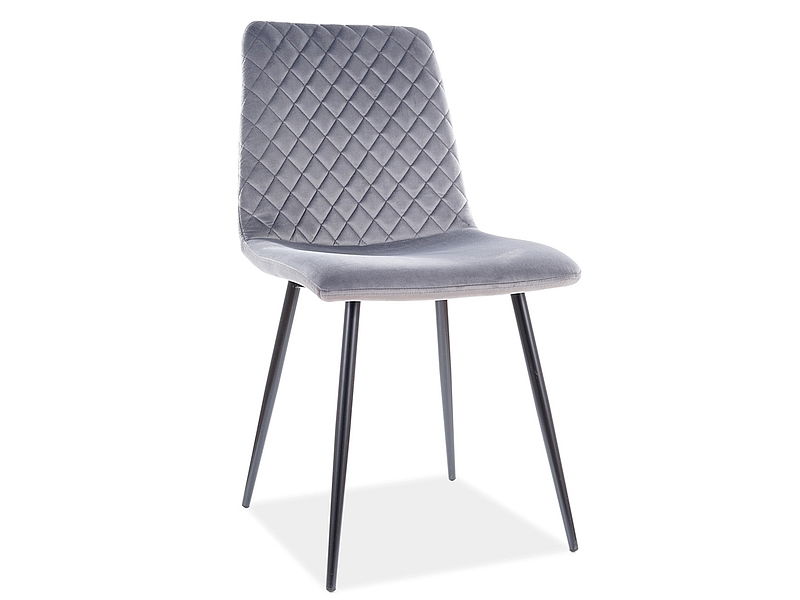 Scaun tapitat cu stofa si picioare metalice, Irinane Velvet Gri / Negru, l46xA53xH84 cm