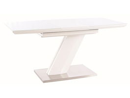 Masa extensibila din MDF, sticla si metal, Torkel Alb, L120-160xl80xH76 cm