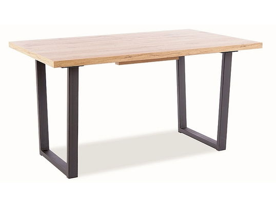 Masa extensibila din pal si metal, Vello Stejar Wotan / Negru, L138-180xl85xH76 cm