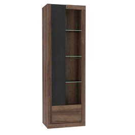 Vitrina din pal, cu 1 usa si LED inclus Tala Big, Stejar Noble Oak / Negru, l63,4xA41,3xH197 cm