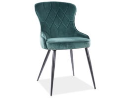 Scaun tapitat cu stofa si picioare metalice, Lester Velvet Verde Inchis / Negru, l52xA61xH91 cm