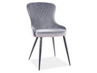 Scaun tapitat cu stofa si picioare metalice, Lester Velvet Gri / Negru, l52xA61xH91 cm