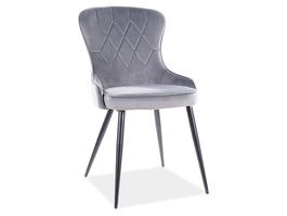 Scaun tapitat cu stofa si picioare metalice, Lester Velvet Gri / Negru, l52xA61xH91 cm