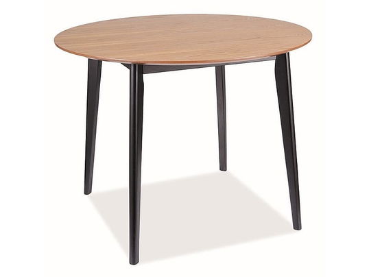 Masa rotunda din MDF si furnir, Tactic Stejar / Negru, Ø100xH76 cm